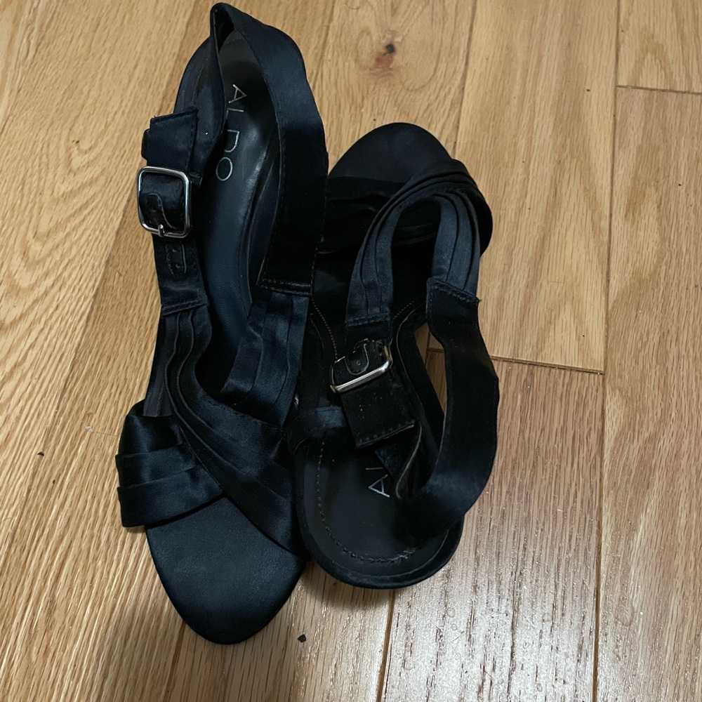 ALDO Satin Black Women's Sandals size 39/8